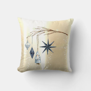 Weihnachtsbaumzweig Ornamente Gold Kissen