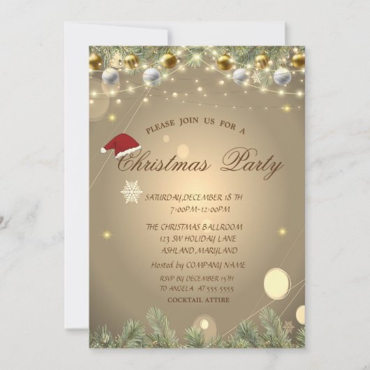 Weihnachtsbaumzweige Balls Weihnachtsfirma Einladung (Vorderseite)