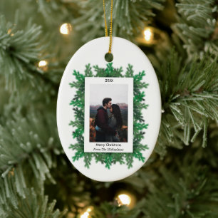 Weihnachtsbaumzweige Foto Keramik Ornament
