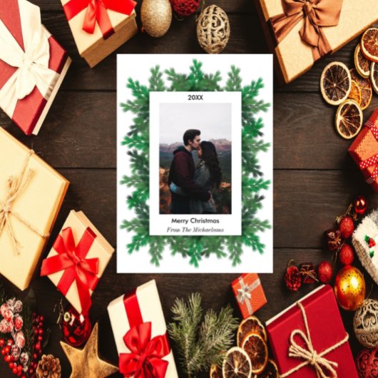 Weihnachtsbaumzweige Foto Magnetkarte