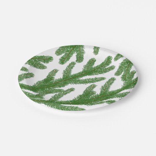 Weihnachtsbaumzweige Pappteller (Schrägansicht)