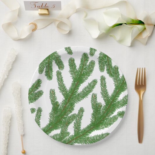 Weihnachtsbaumzweige Pappteller (Hochzeit)