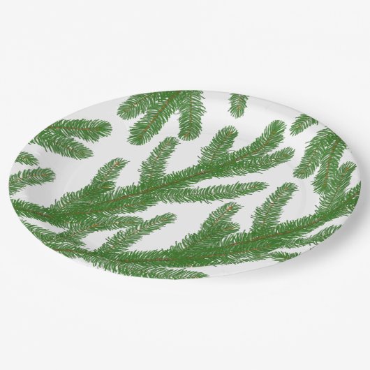 Weihnachtsbaumzweige Pappteller (Schrägansicht)