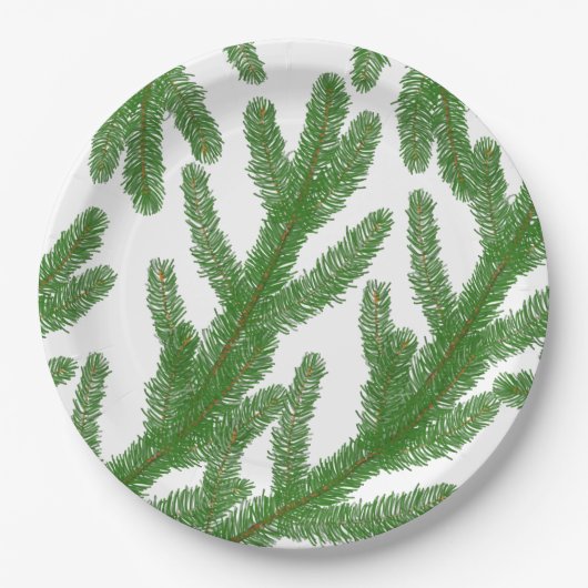 Weihnachtsbaumzweige Pappteller (Vorderseite)