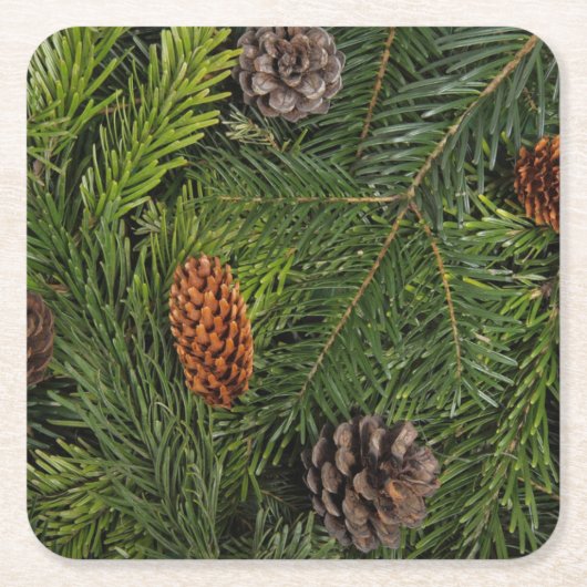 Weihnachtsbaumzweige Rechteckiger Pappuntersetzer (Vorderseite)