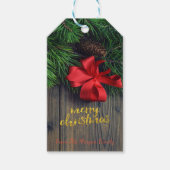 Weihnachtsbaumzweige, Roter Bow Geschenkanhänger (Vorderseite)