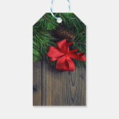 Weihnachtsbaumzweige, Roter Bow Geschenkanhänger (Rückseite)