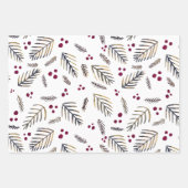Weihnachtsbaumzweige und -beeren - Bordeaux Geschenkpapier Set (Vorderseite 2)