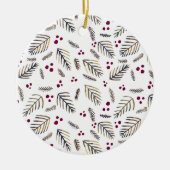 Weihnachtsbaumzweige und -beeren - Bordeaux Keramik Ornament (Vorne)