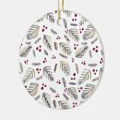 Weihnachtsbaumzweige und -beeren - Bordeaux Keramik Ornament (Links)