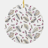 Weihnachtsbaumzweige und -beeren - Bordeaux Keramik Ornament (Hinten)