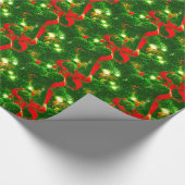 Weihnachtsbaumzweige und Rote Ribbons Geschenkpapier (Ecke)
