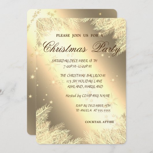 Weihnachtsbaumzweige, Weihnachtsfeiertage, Weihnac Einladung (Vorne/Hinten)