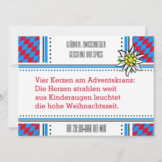 Weihnachtsbayerische Karten (Rückseite)