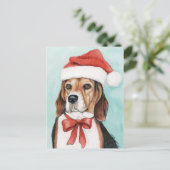 WeihnachtsBeagle-Hundekunst Postcad Feiertagspostkarte (Stehend Vorderseite)