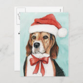 WeihnachtsBeagle-Hundekunst Postcad Feiertagspostkarte (Vorne/Hinten)