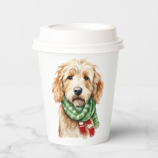 Weihnachtsbecher goldendoodle pappbecher (Vorderseite)
