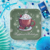 Weihnachtsbecher heiße Schokolade | Grün Pappteller (Party)