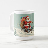 Weihnachtsbecher mit Santa Claus auf dem Fahrrad Kaffeetasse (Vorderseite Links)