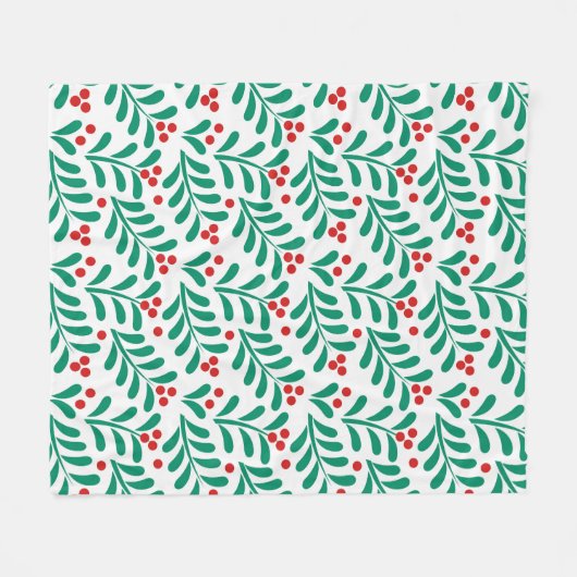 Weihnachtsbeeren Fleecedecke (Vorderseite (Horizontal))