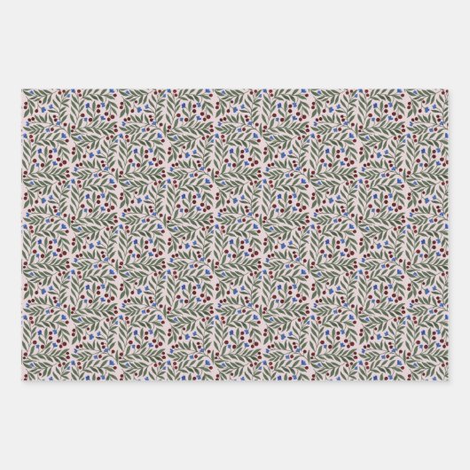 Weihnachtsbeeren Geschenkpapier Set (Vorderseite)
