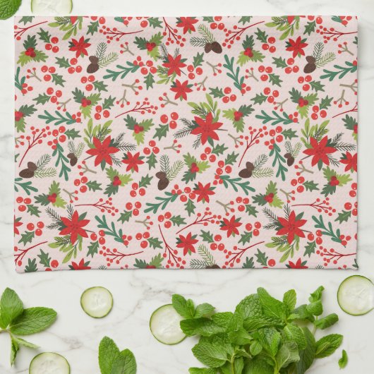 Weihnachtsbeeren Geschirrtuch (Gefaltet)