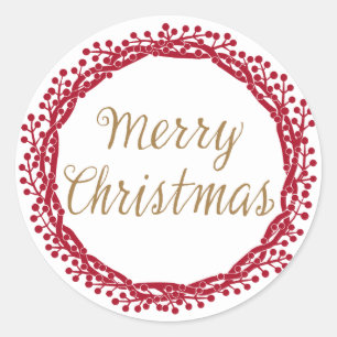 Weihnachtsbeeren-Kaminaufkleber Runder Aufkleber