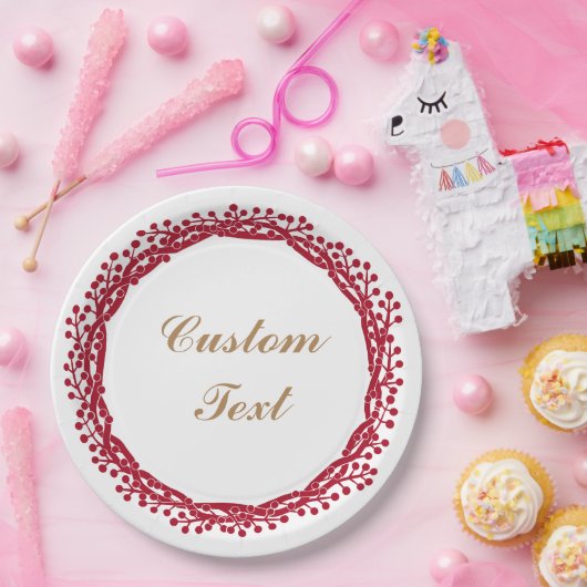 Weihnachtsbeeren-Kranz-Gewohnheits-Pappteller Pappteller (Party)