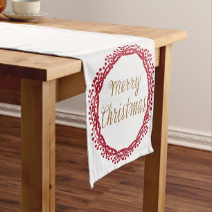Weihnachtsbeeren-Kranz-Tabellenläufer Kurzer Tischläufer