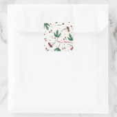 Weihnachtsbeeren mit Kieferngrün Quadratischer Aufkleber (Tasche)