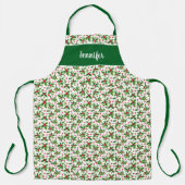 Weihnachtsbeeren-Monogramm-Name Schürze (Vorderseite)