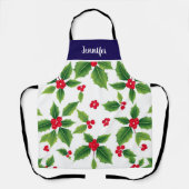 Weihnachtsbeeren-Monogramm-Name Schürze (Vorderseite)
