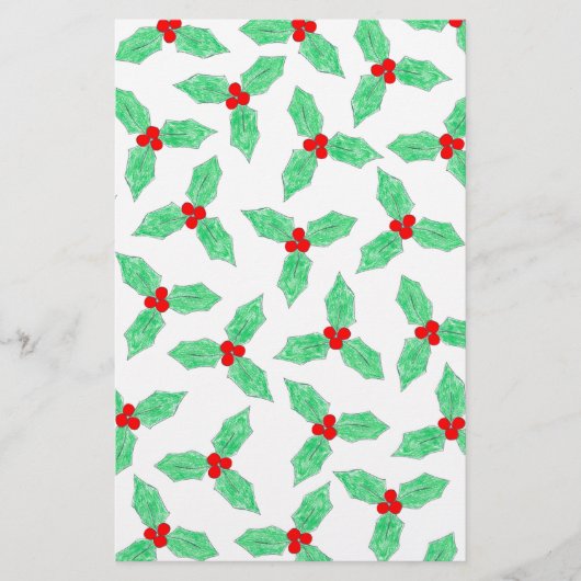 Weihnachtsbeeren-Muster Briefpapier (Vorderseite)