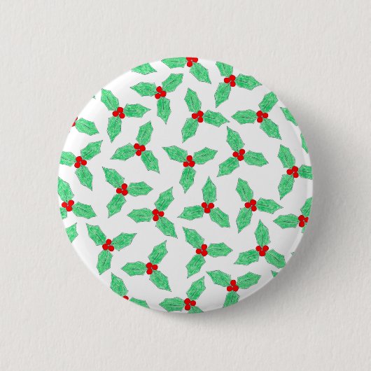 Weihnachtsbeeren-Muster Button (Vorderseite)