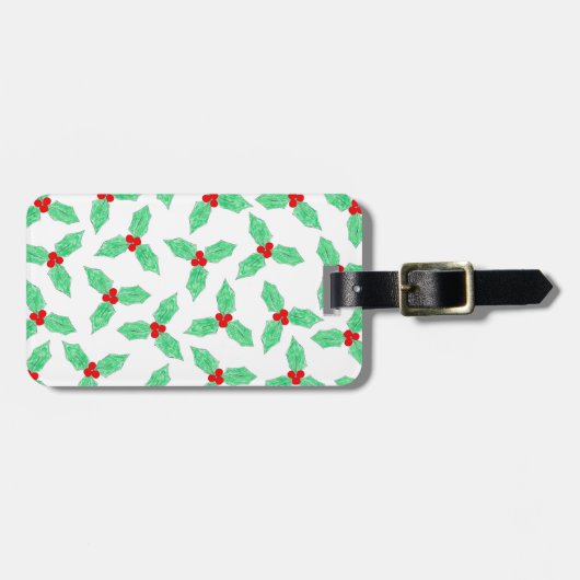 Weihnachtsbeeren-Muster Gepäckanhänger (Vorderseite horizontal)