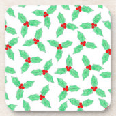 Weihnachtsbeeren-Muster Getränkeuntersetzer (Vorderseite)