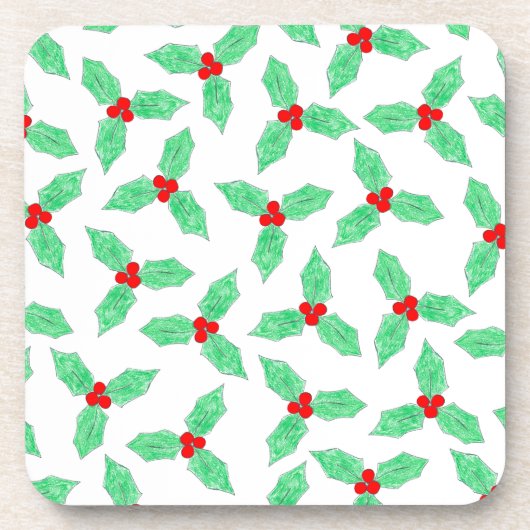 Weihnachtsbeeren-Muster Getränkeuntersetzer (Vorderseite)