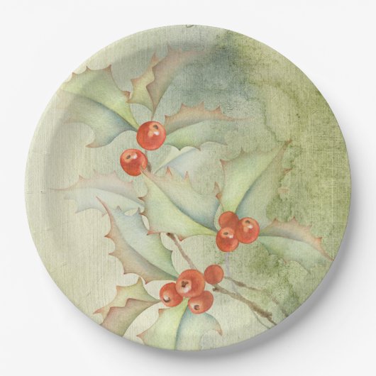 Weihnachtsbeeren Pappteller (Vorderseite)