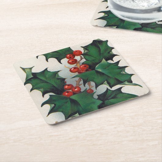 Weihnachtsbeeren Party Rechteckiger Pappuntersetzer (angewinkelt)