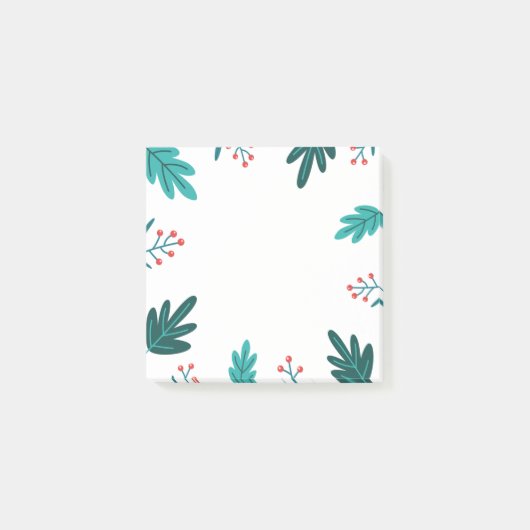 Weihnachtsbeeren und Blätter Post-it Klebezettel (Vorderseite)