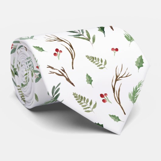 Weihnachtsbeeren und Blattmuster Krawatte (Gerollt)