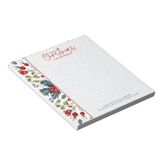 Weihnachtsbeeren und grünes Wintergrün Notizblock (angewinkelt)