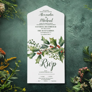 Weihnachtsbeeren und Kienhochzeit All In One Einladung
