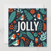 Weihnachtsbeeren und -robinen feiertagskarte (Vorderseite)