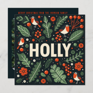Weihnachtsbeeren und -robinen feiertagskarte