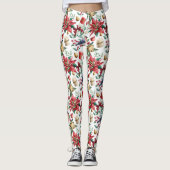 Weihnachtsbeeren und Vögel Leggings (Vorderseite)