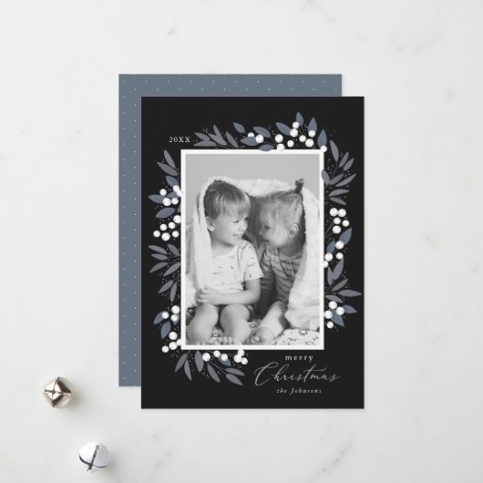 Weihnachtsbeeren - Urlaubskarte Feiertagskarte (Vorderseite/Rückseite Beispiel)