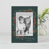 Weihnachtsbeeren - Urlaubskarte Feiertagskarte (Stehend Vorderseite)