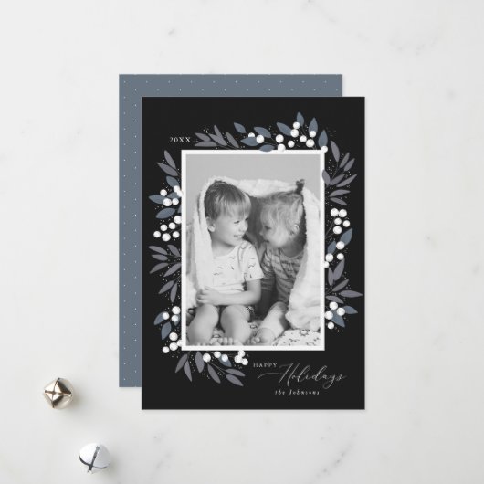 Weihnachtsbeeren - Urlaubskarte Feiertagskarte (Vorderseite/Rückseite Beispiel)