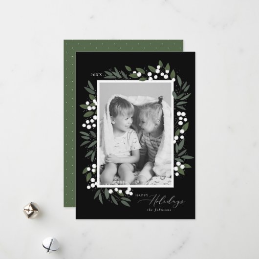 Weihnachtsbeeren - Urlaubskarte Feiertagskarte (Vorderseite/Rückseite Beispiel)